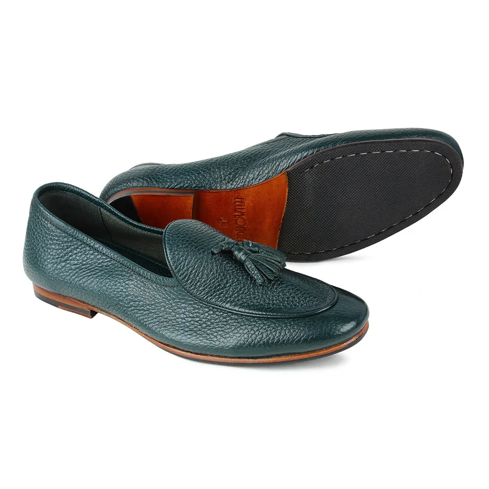 Green Unlined Supersoft City Tassel Loafers