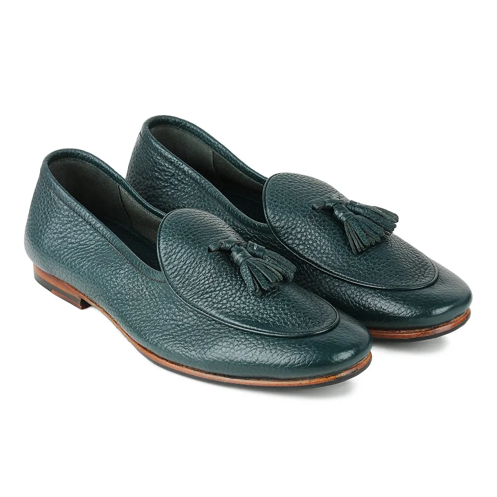 Green Unlined Supersoft City Tassel Loafers