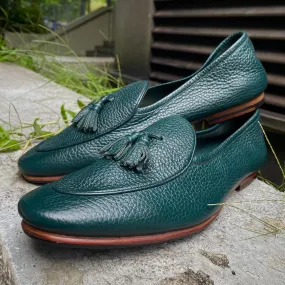 Green Unlined Supersoft City Tassel Loafers
