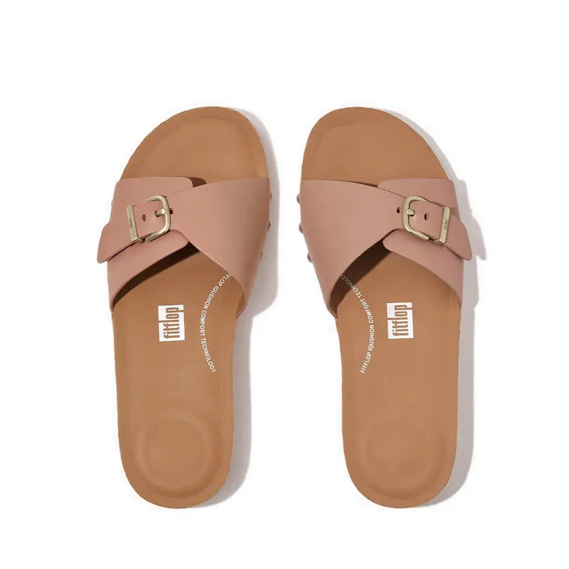iQUSHION ADJUSTABLE BUCKLE LEATHER SLIDES