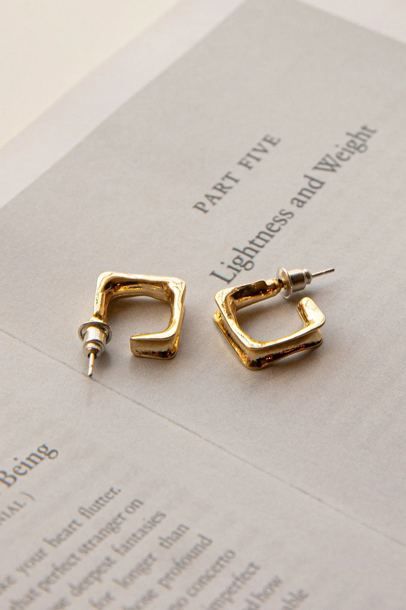 Isis Open Trapeze Hoop Earrings Gold
