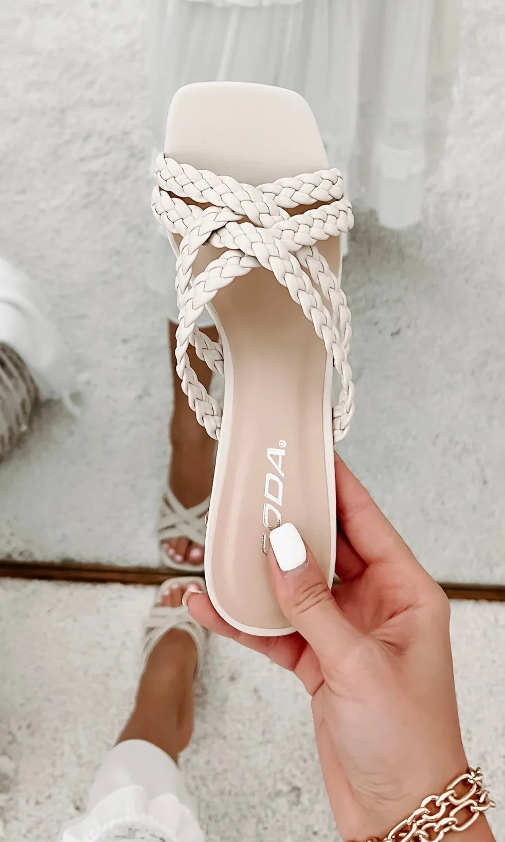 Kellen Double Cross Braided Heels
