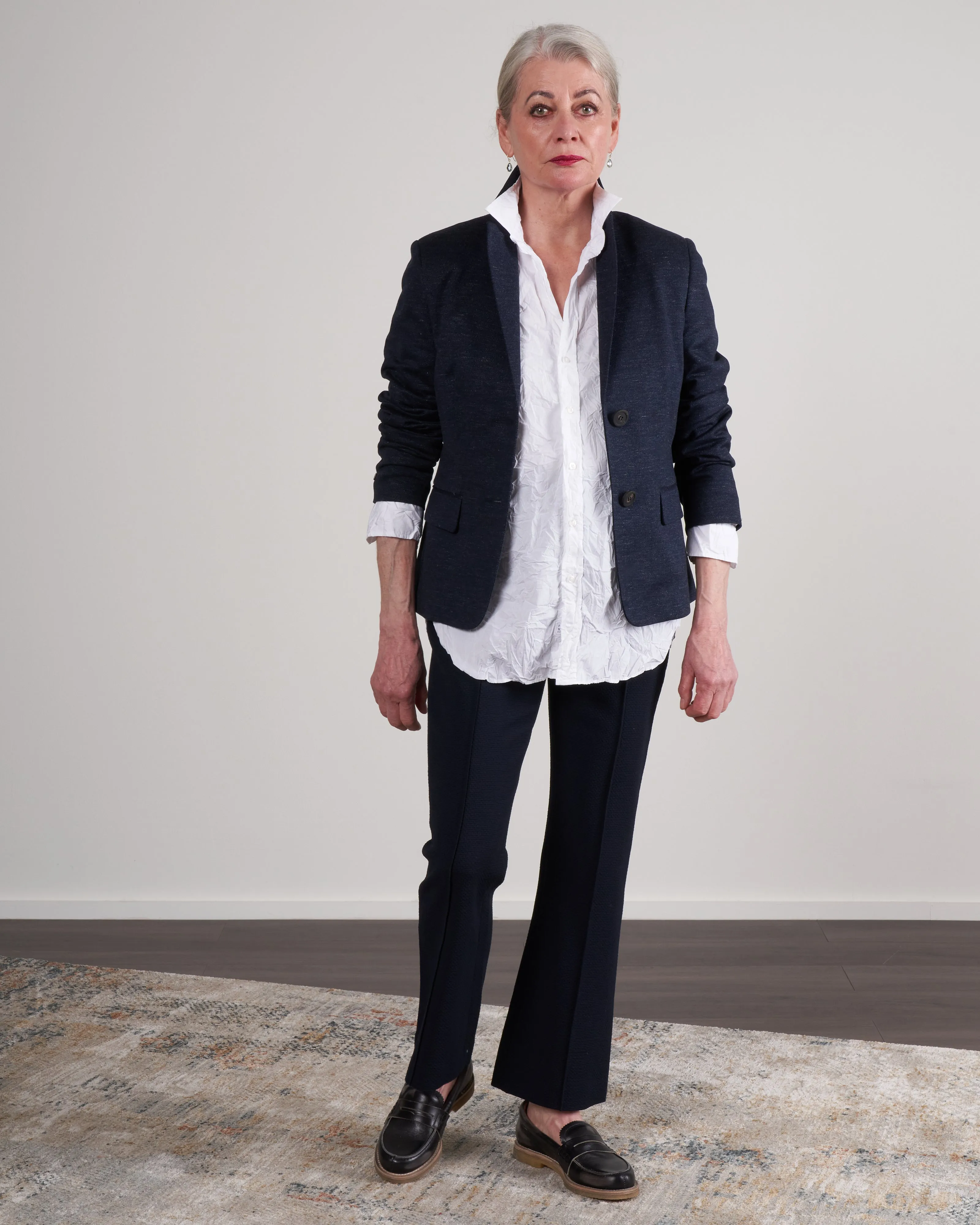 knitted blazer - deep sea