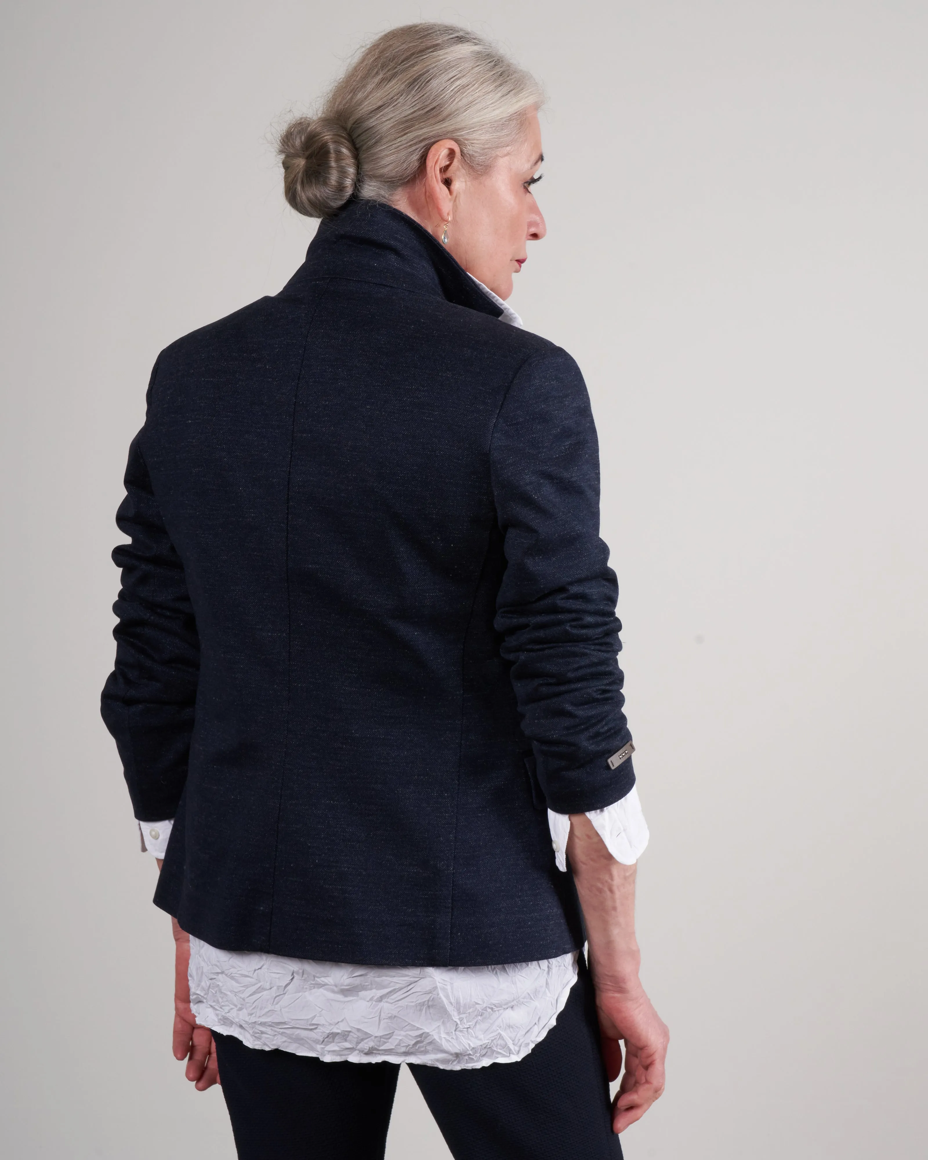 knitted blazer - deep sea