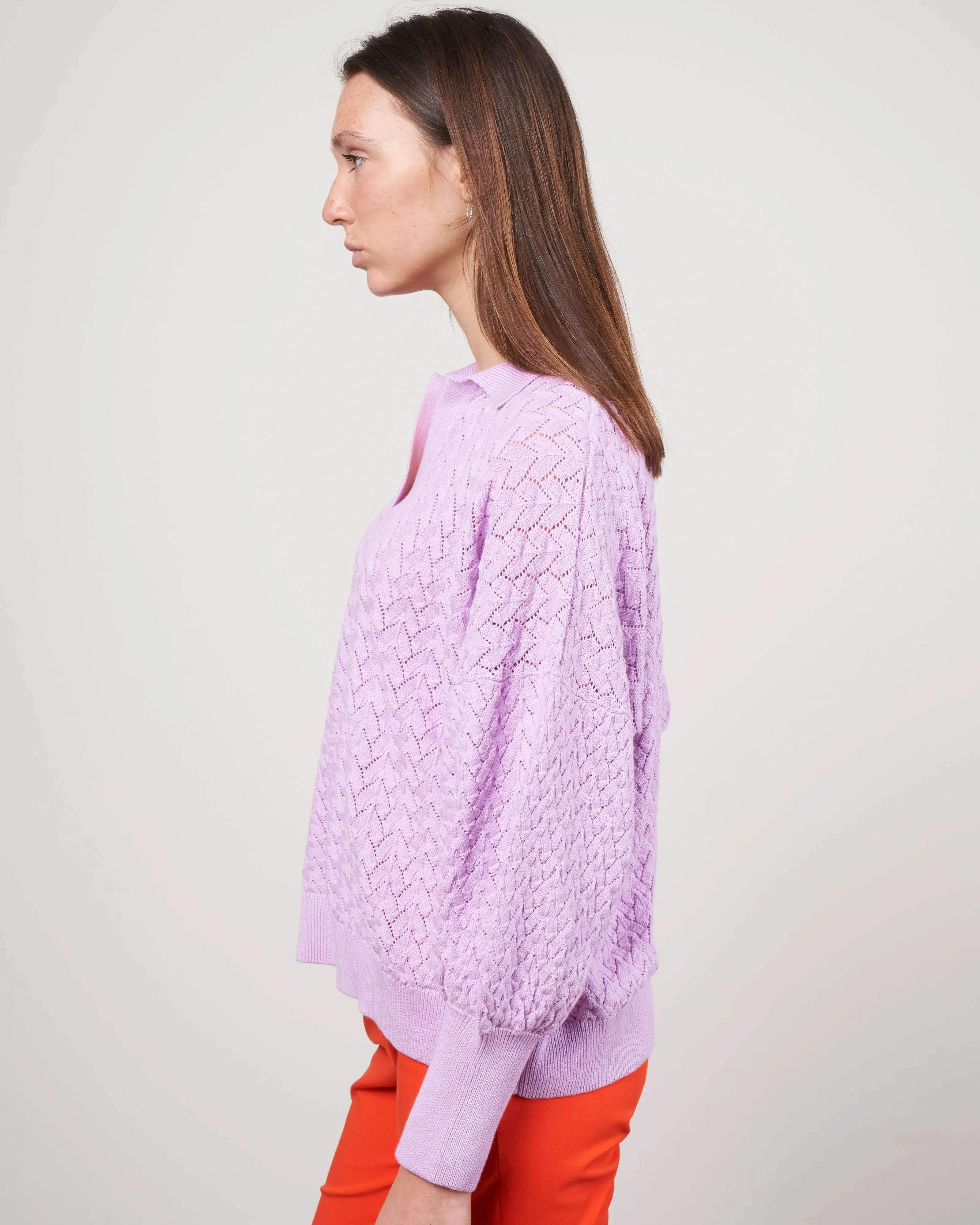 lace polo - lilac