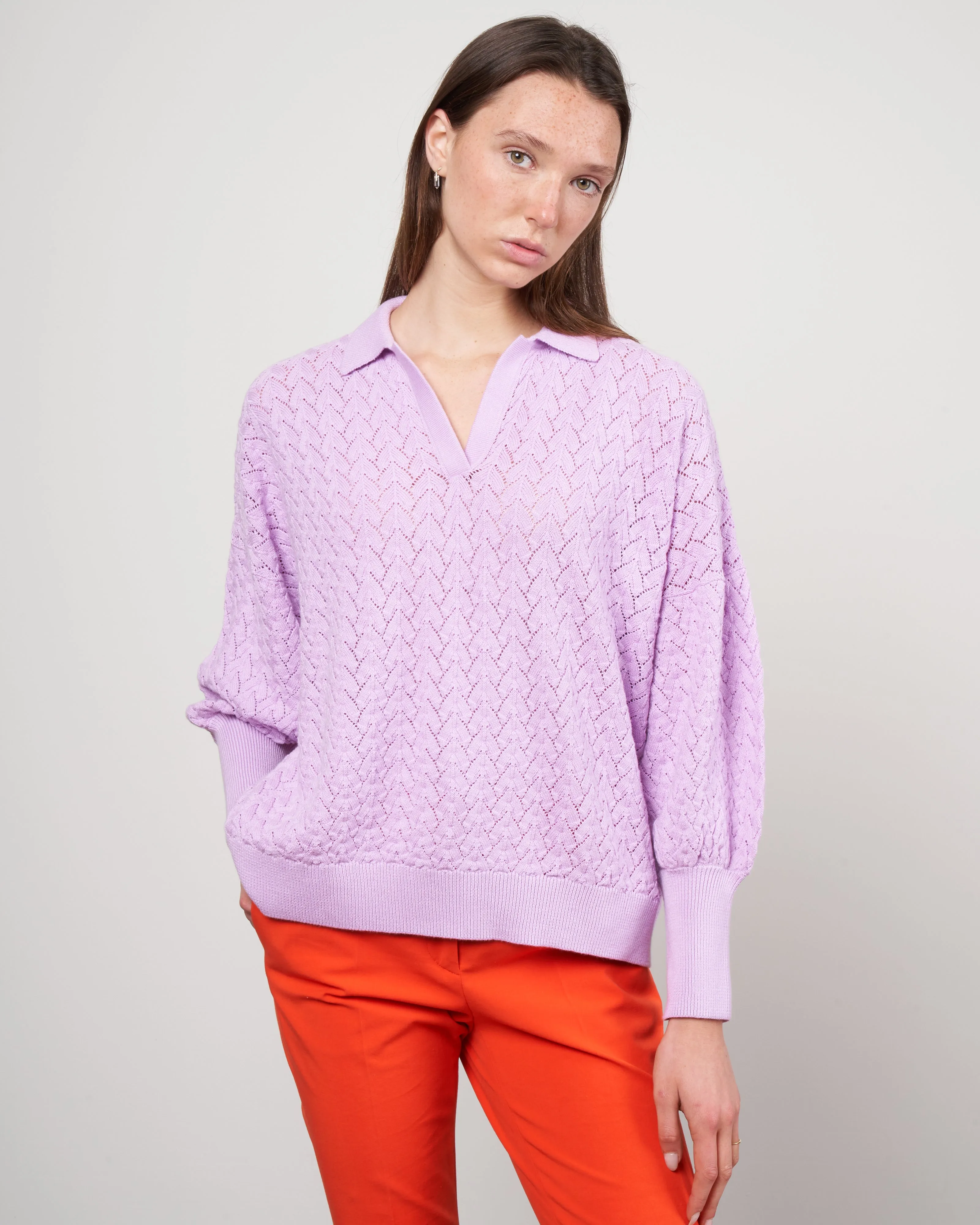 lace polo - lilac