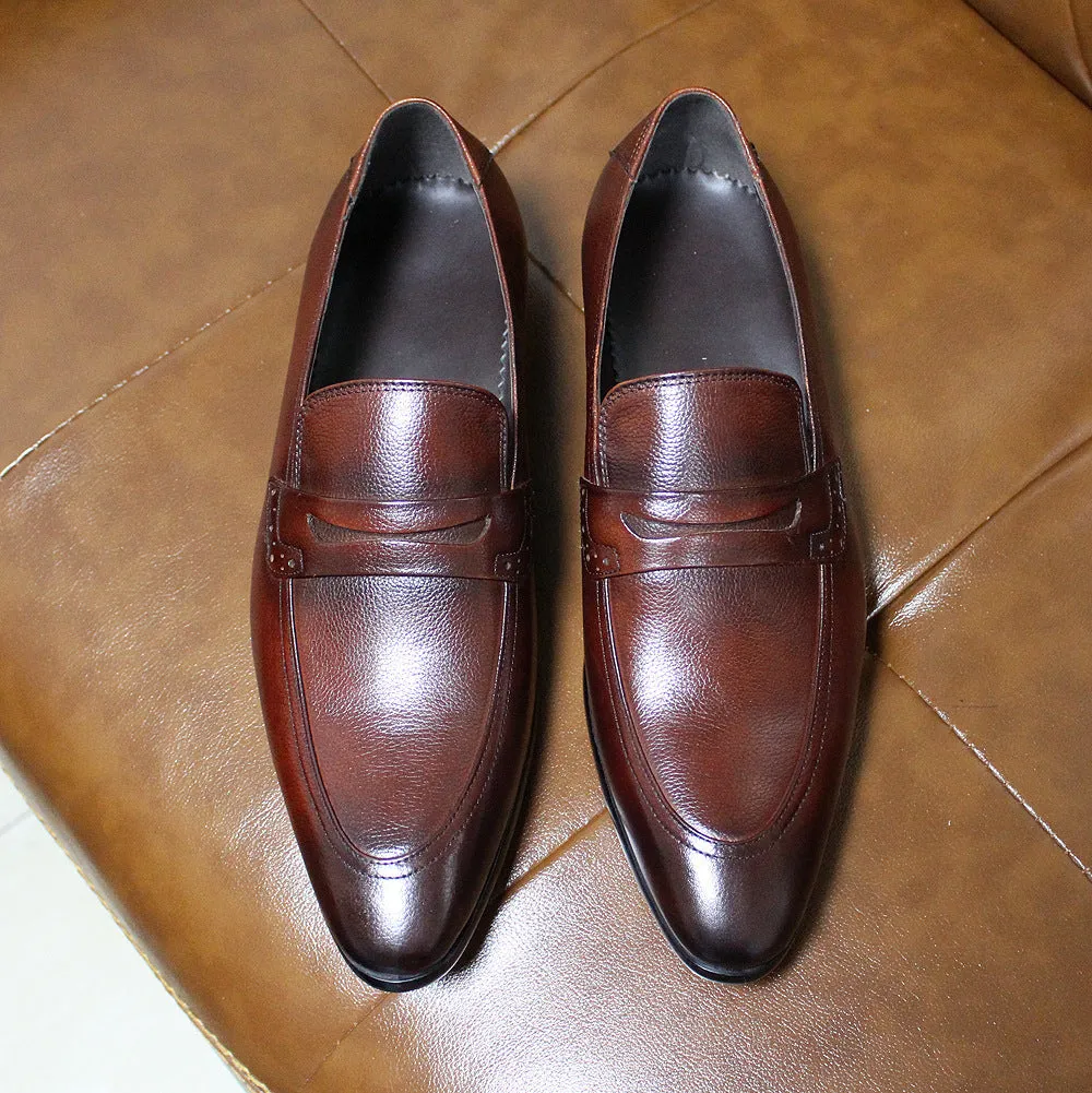 Leather One Pedal Slip on Loafers Business Formal Men's Leather Shoes