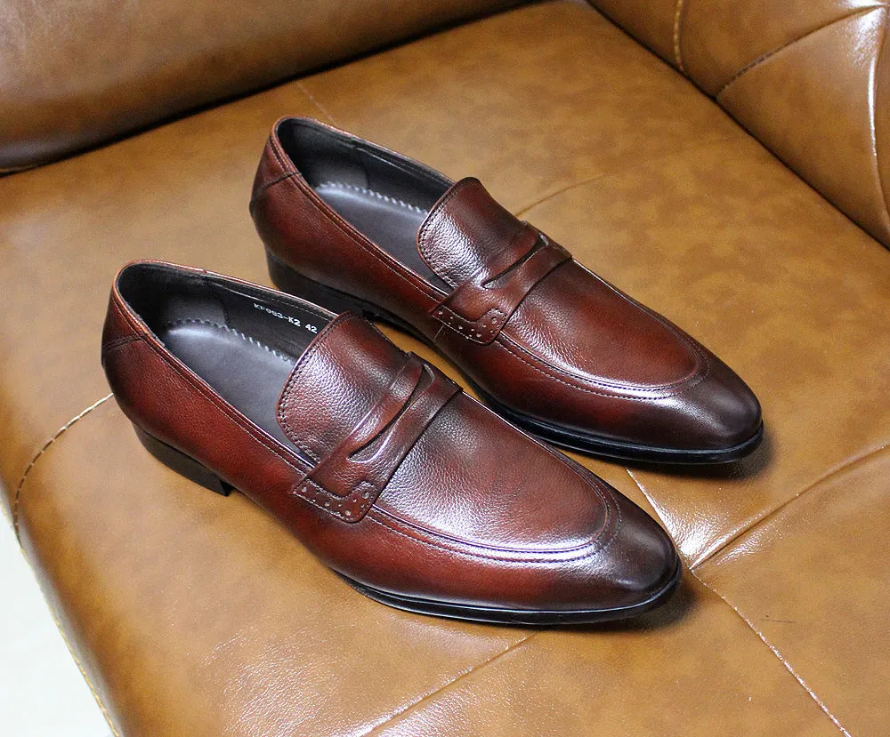 Leather One Pedal Slip on Loafers Business Formal Men's Leather Shoes