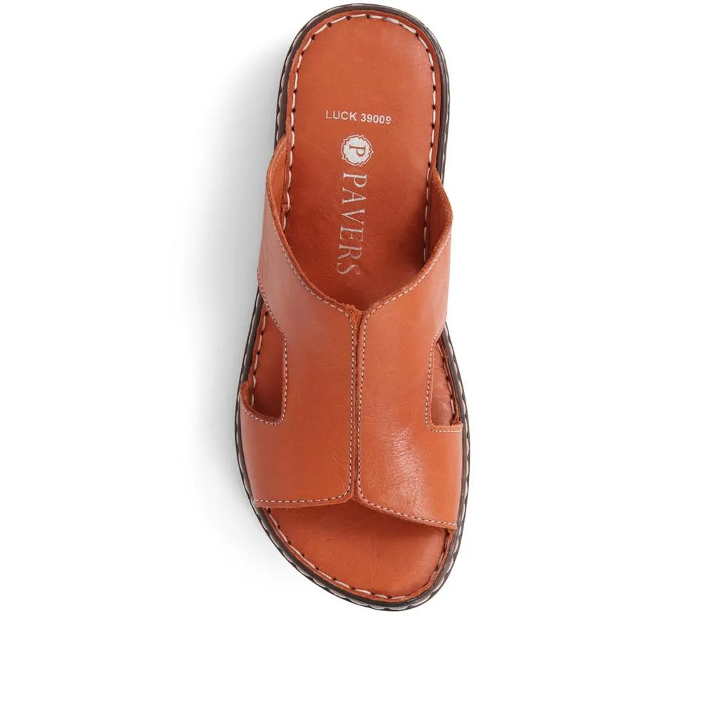 Leather Slip On Sandals - LUCK39009 / 325 535