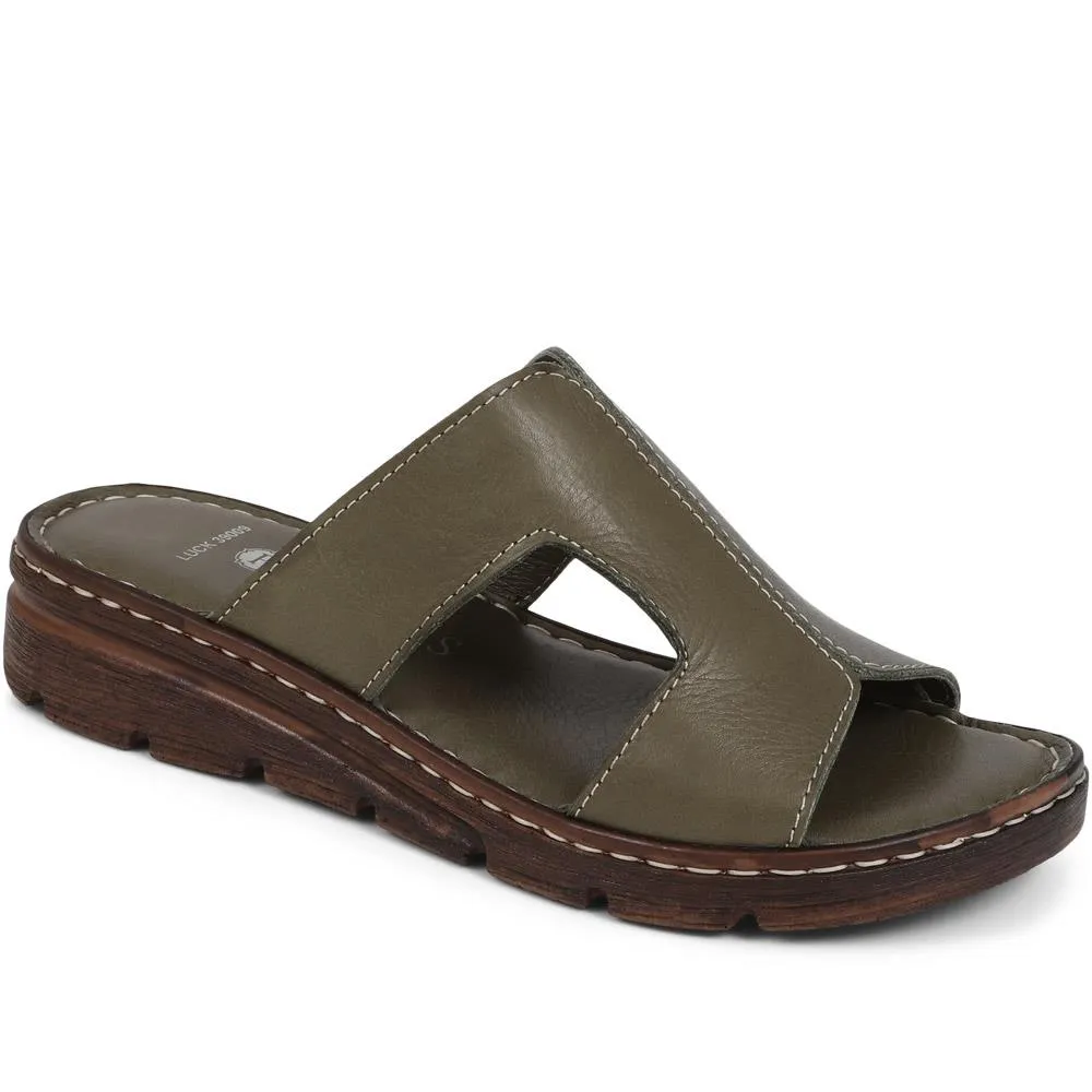 Leather Slip On Sandals - LUCK39009 / 325 535