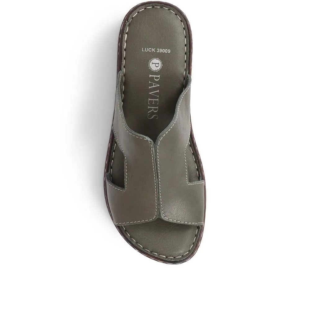 Leather Slip On Sandals - LUCK39009 / 325 535