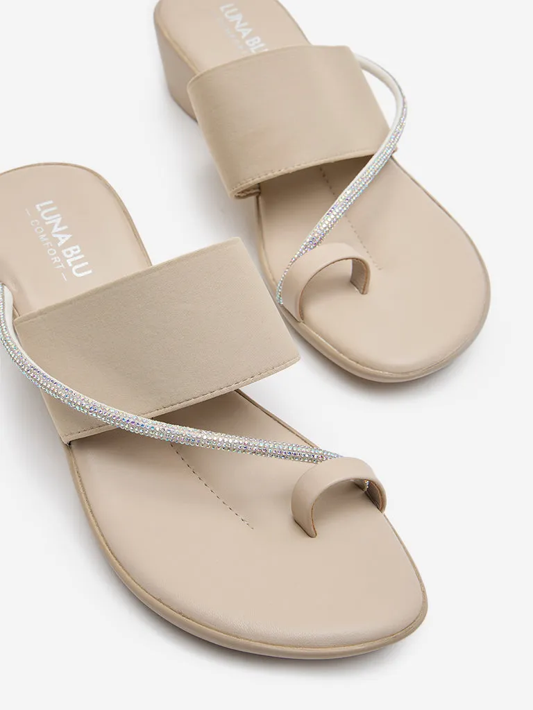 LUNA BLU Ivory Diamante Embellished Sandals