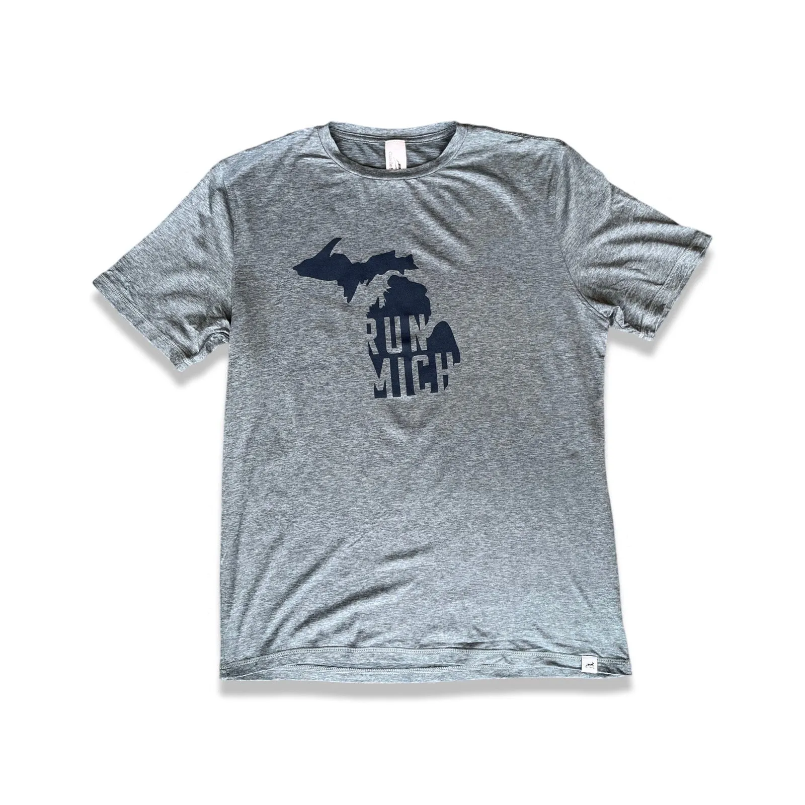Men's RUN MICH Silhouette Performance Tech Short Sleeve - Balsam Green/White Foldover Woven Square Patch w/ Black Gazelle