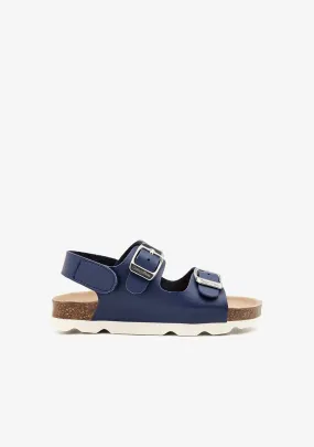 Navy Bio Buckle Sandals