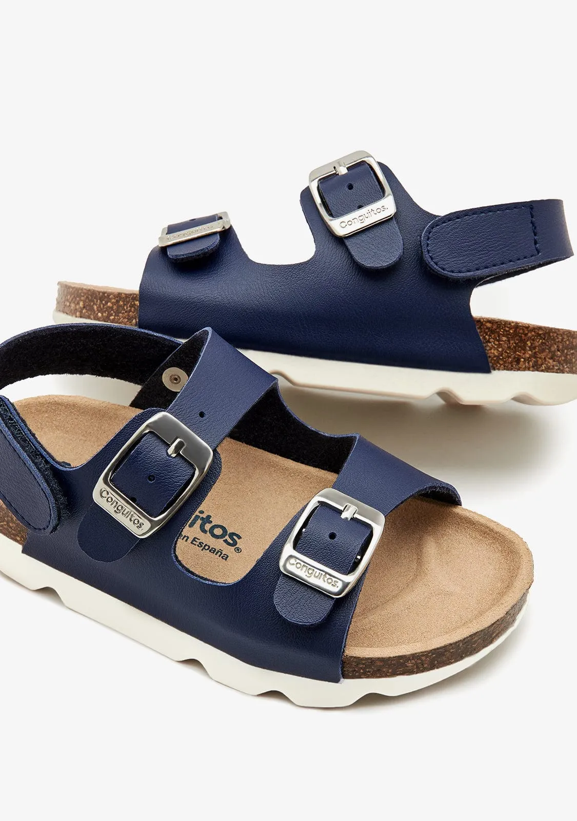 Navy Bio Buckle Sandals