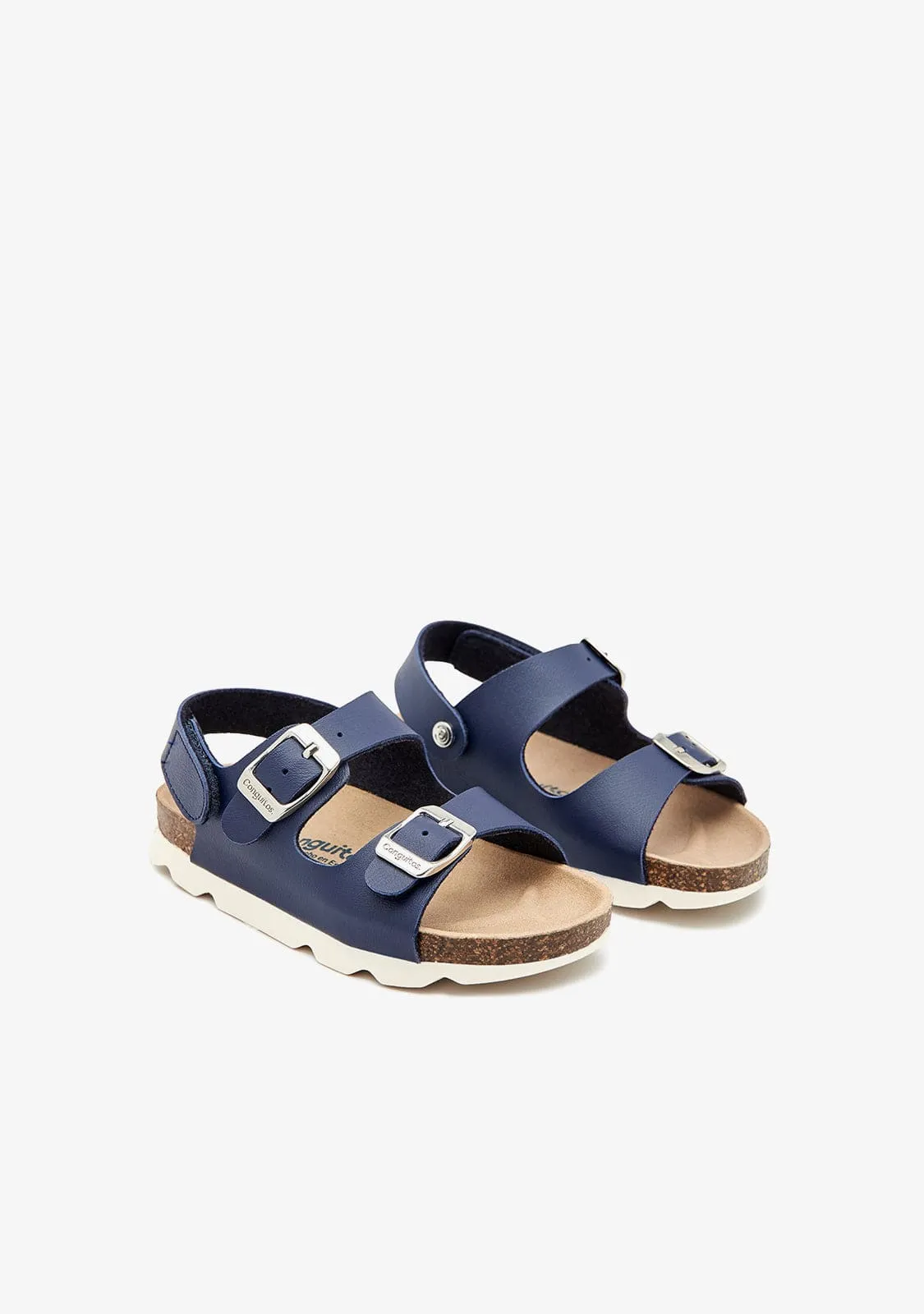 Navy Bio Buckle Sandals