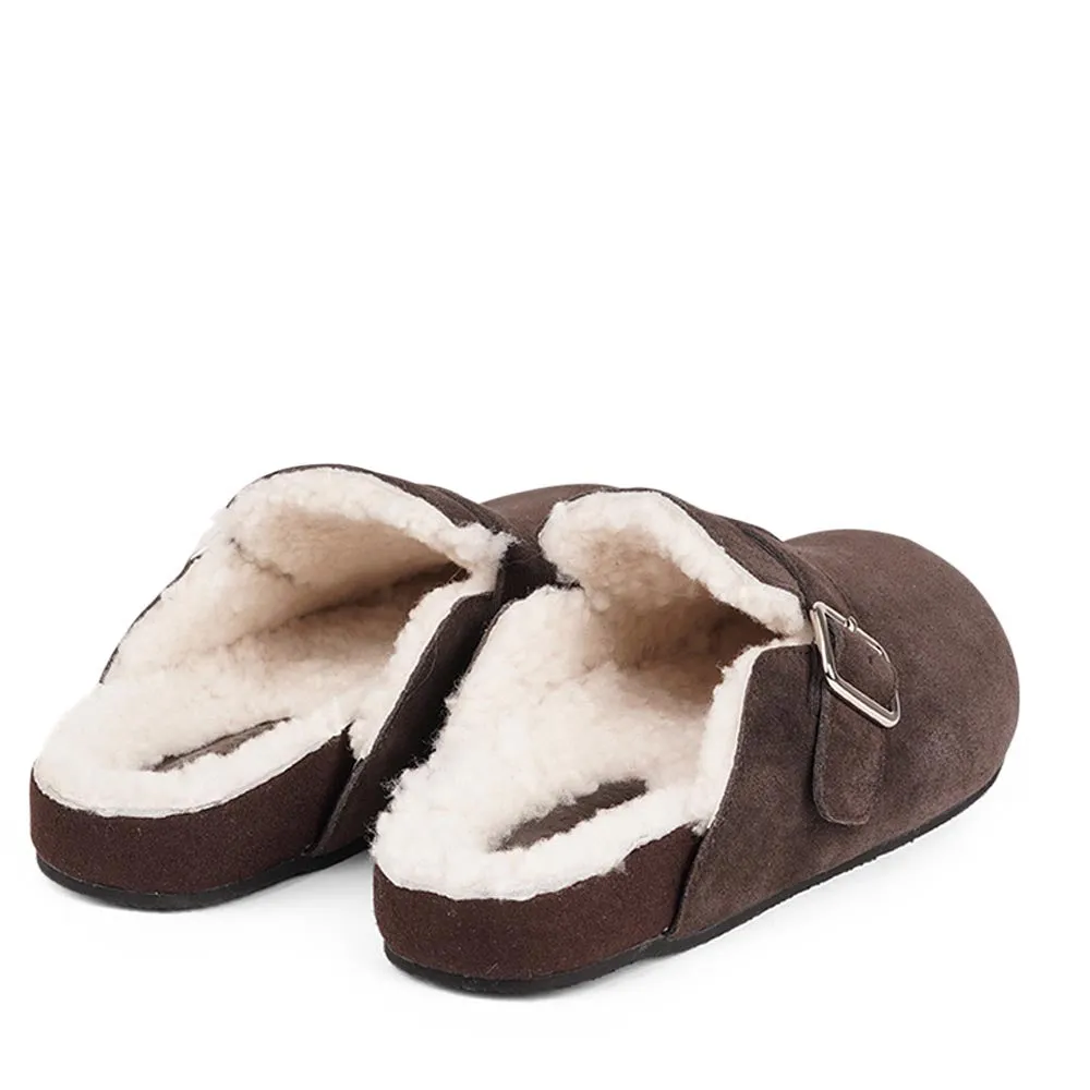 Nesso - Suede Mules with curly shearling