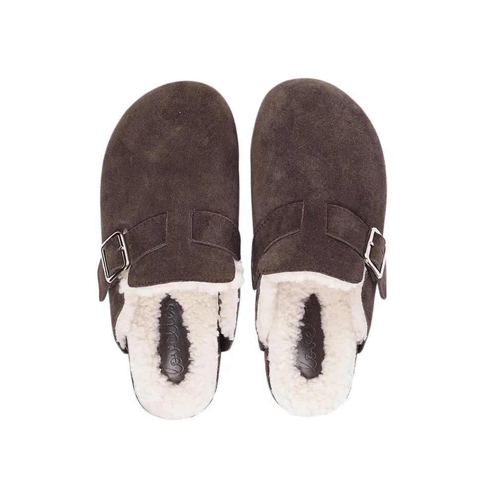 Nesso - Suede Mules with curly shearling