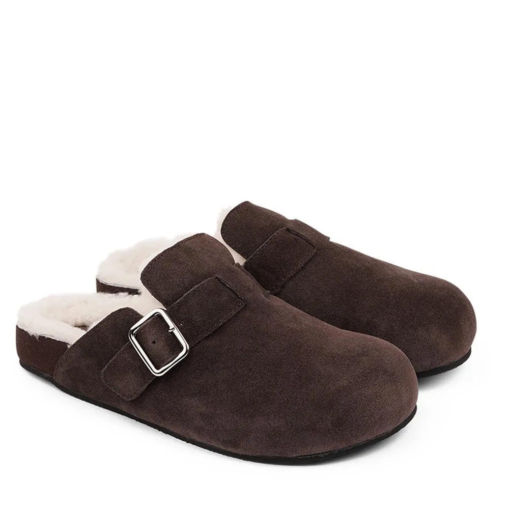 Nesso - Suede Mules with curly shearling