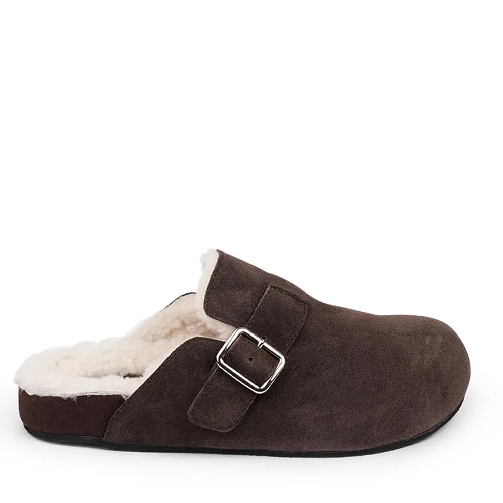 Nesso - Suede Mules with curly shearling