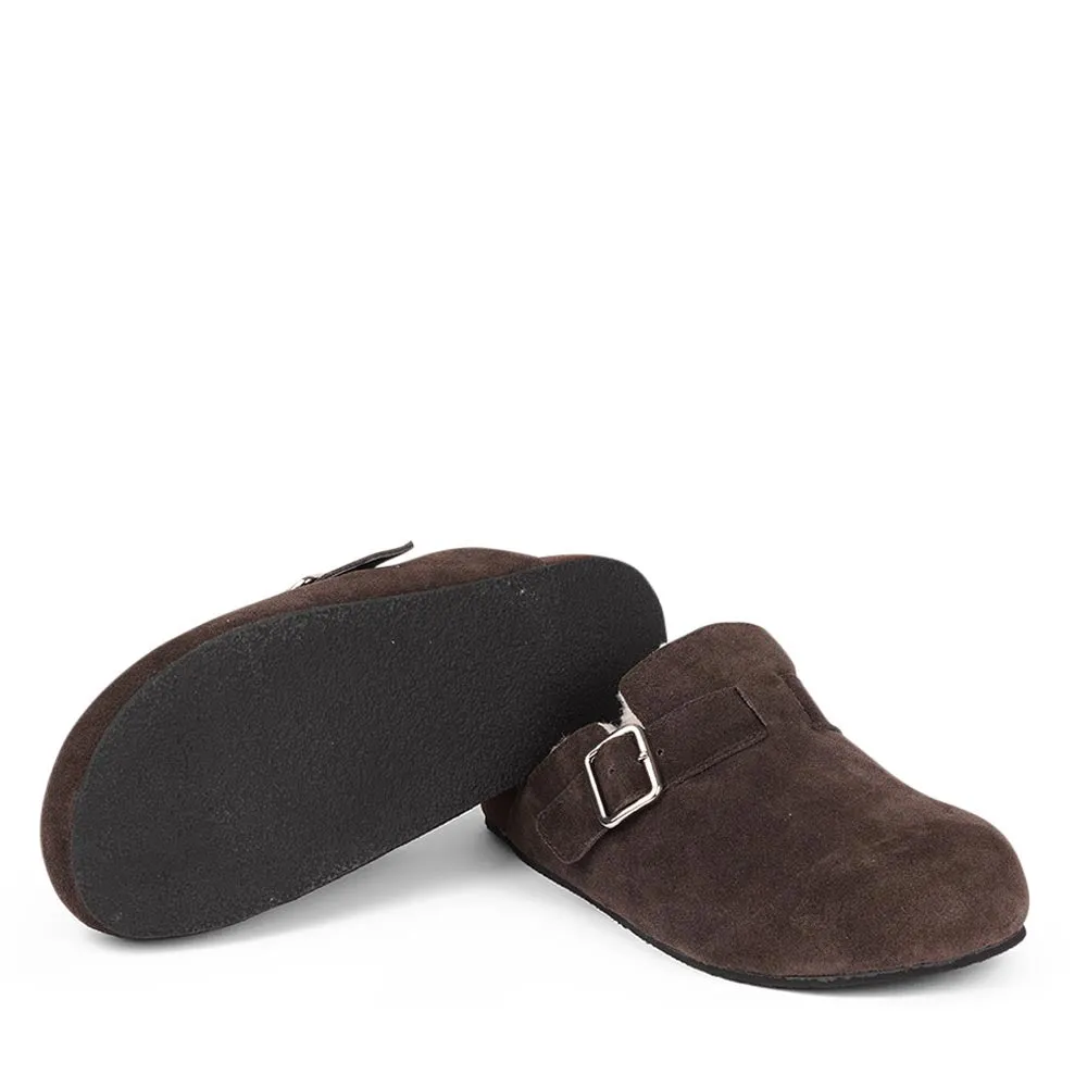 Nesso - Suede Mules with curly shearling