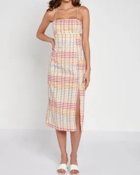 Organic Cotton Checked Cutout Midi Dress in Check | Check