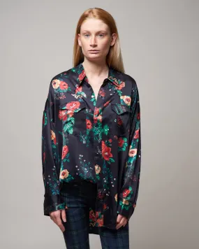 oversized cowboy shirt - black useless treasures print