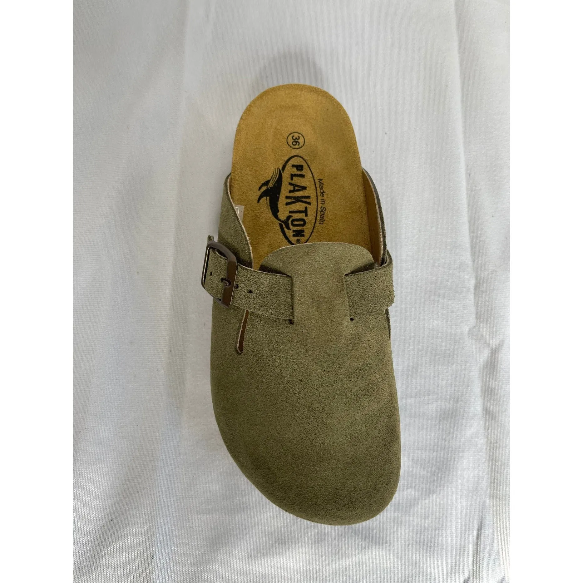Plakton Light Khaki Suede Leather boston Mule 181539