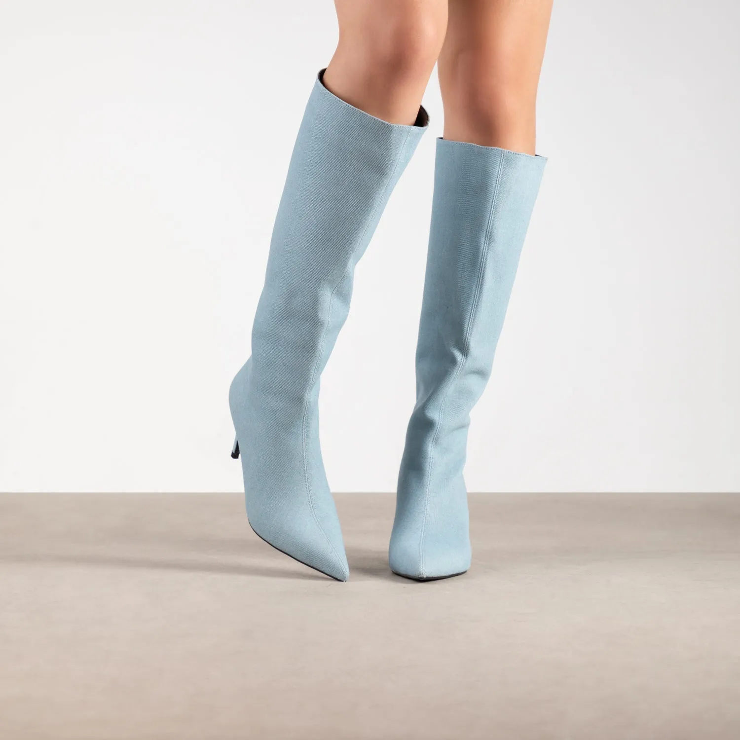 RAID Aurla Knee High Boots in Denim