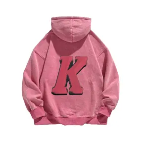 Retro letters K logo Washed Hoodie