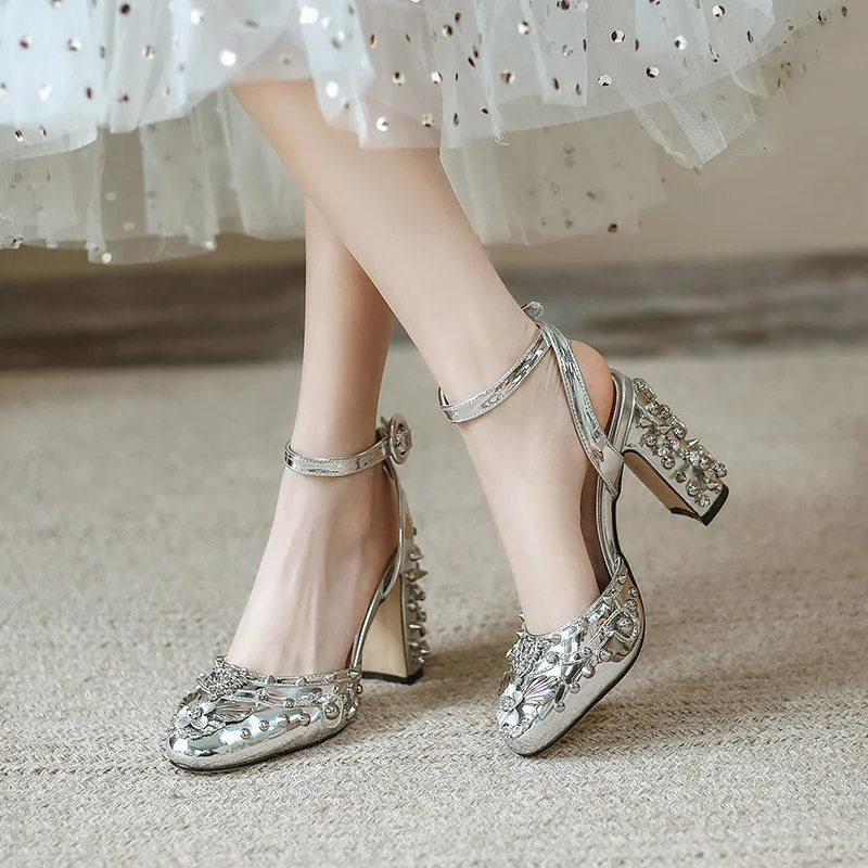 Retro Rivet Gem Heels