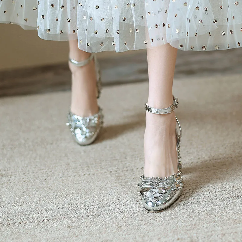 Retro Rivet Gem Heels
