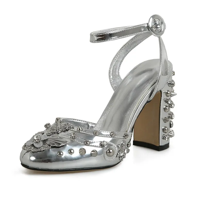 Retro Rivet Gem Heels