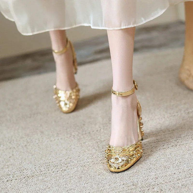 Retro Rivet Gem Heels