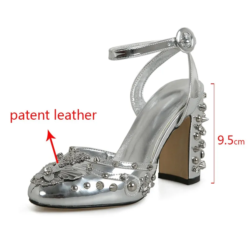 Retro Rivet Gem Heels
