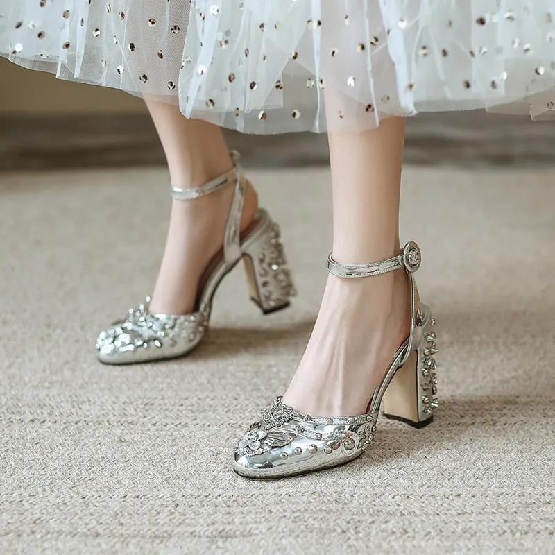 Retro Rivet Gem Heels