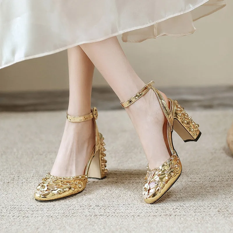 Retro Rivet Gem Heels