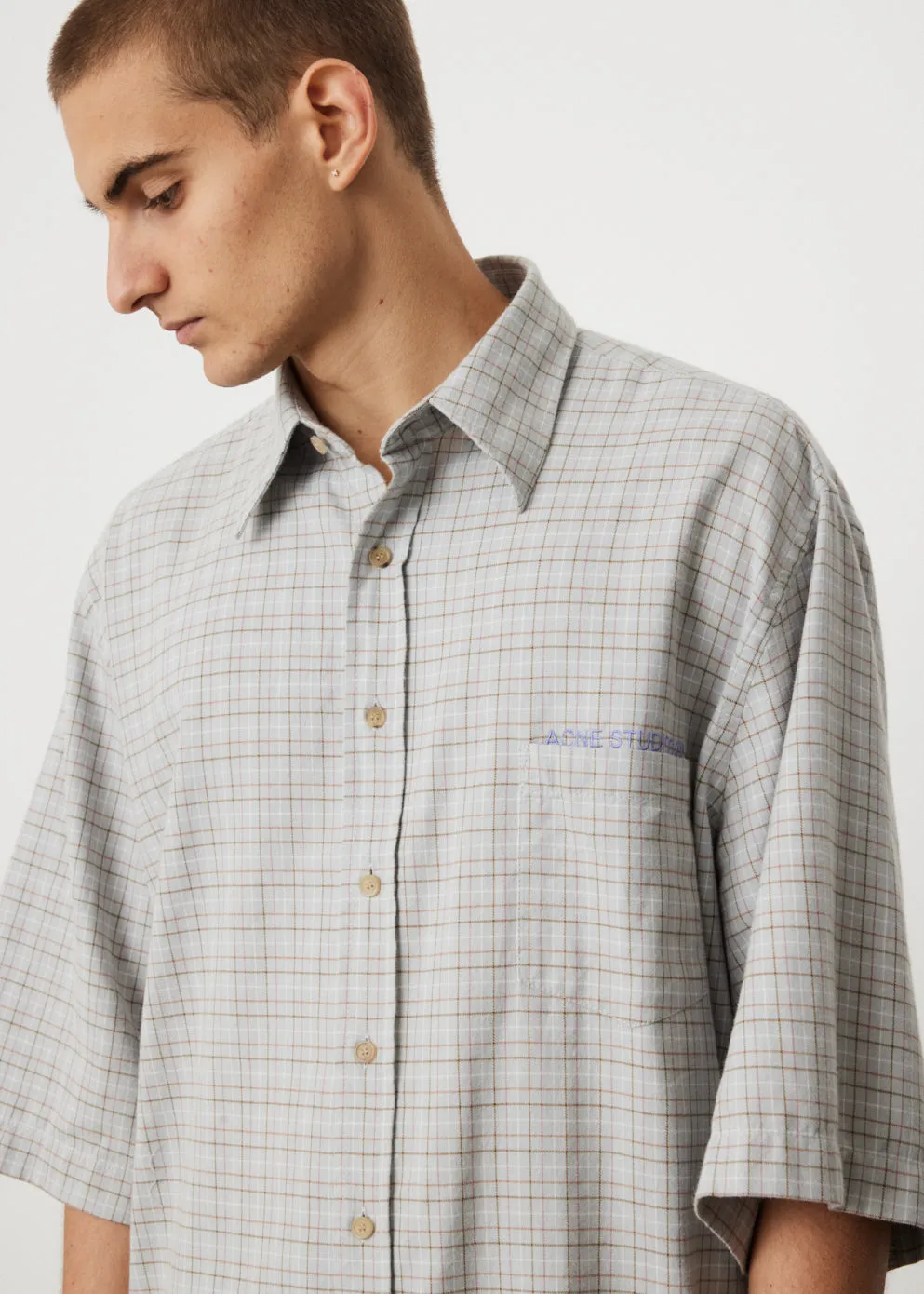 Sandros Short Sleeve Windowpane Shirt