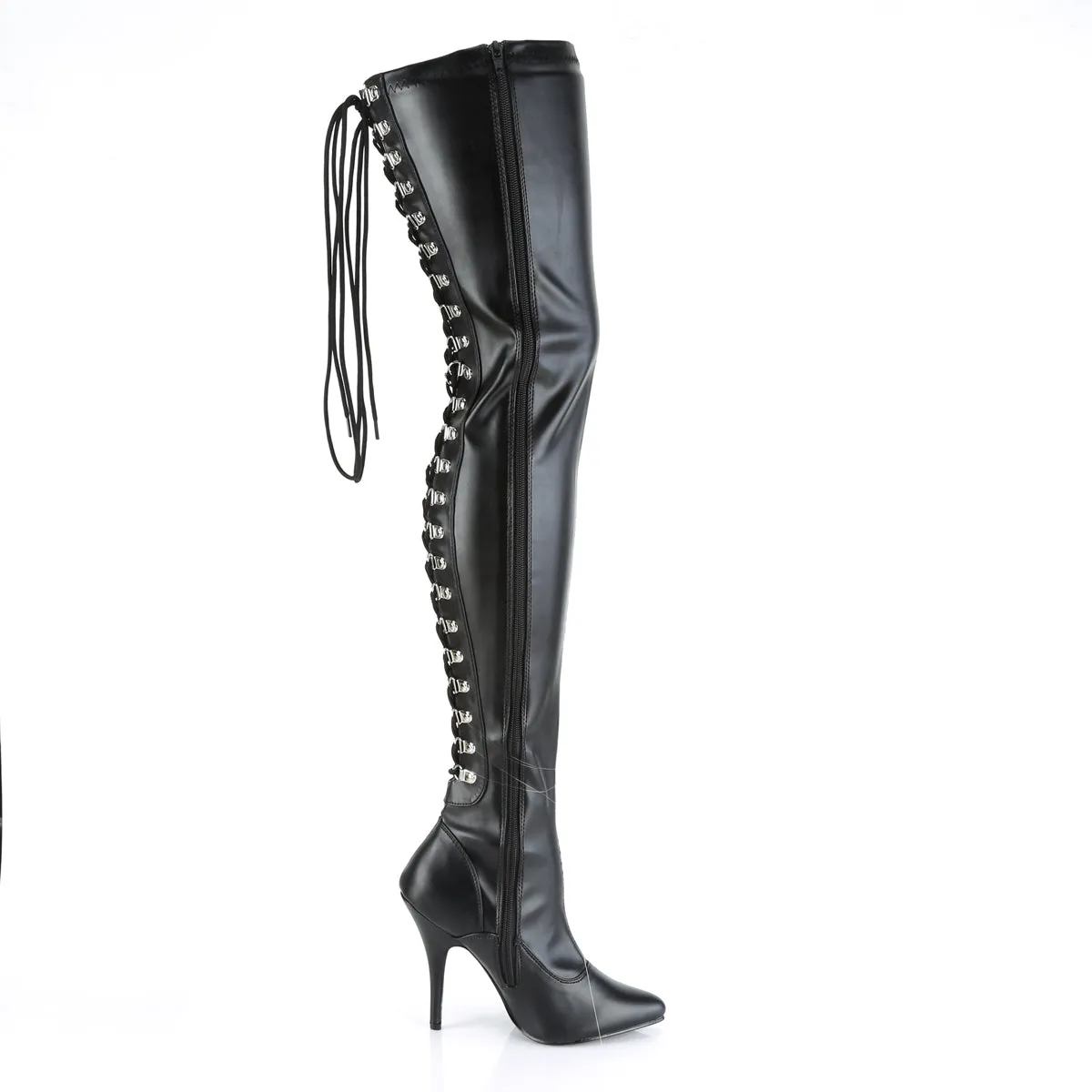 SEDUCE-3063 Pleasers Thigh Boots 5" Heel Black Fetish Thigh Boots