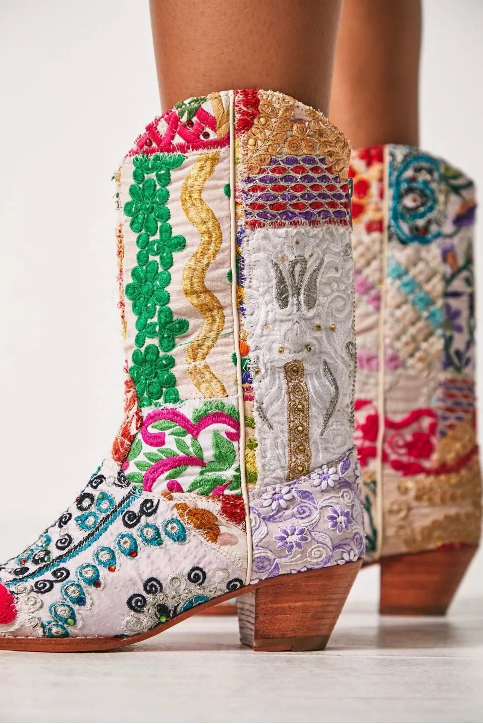 SELINA PATCHWORK WESTERN BOOTS X FREE PEOPLE