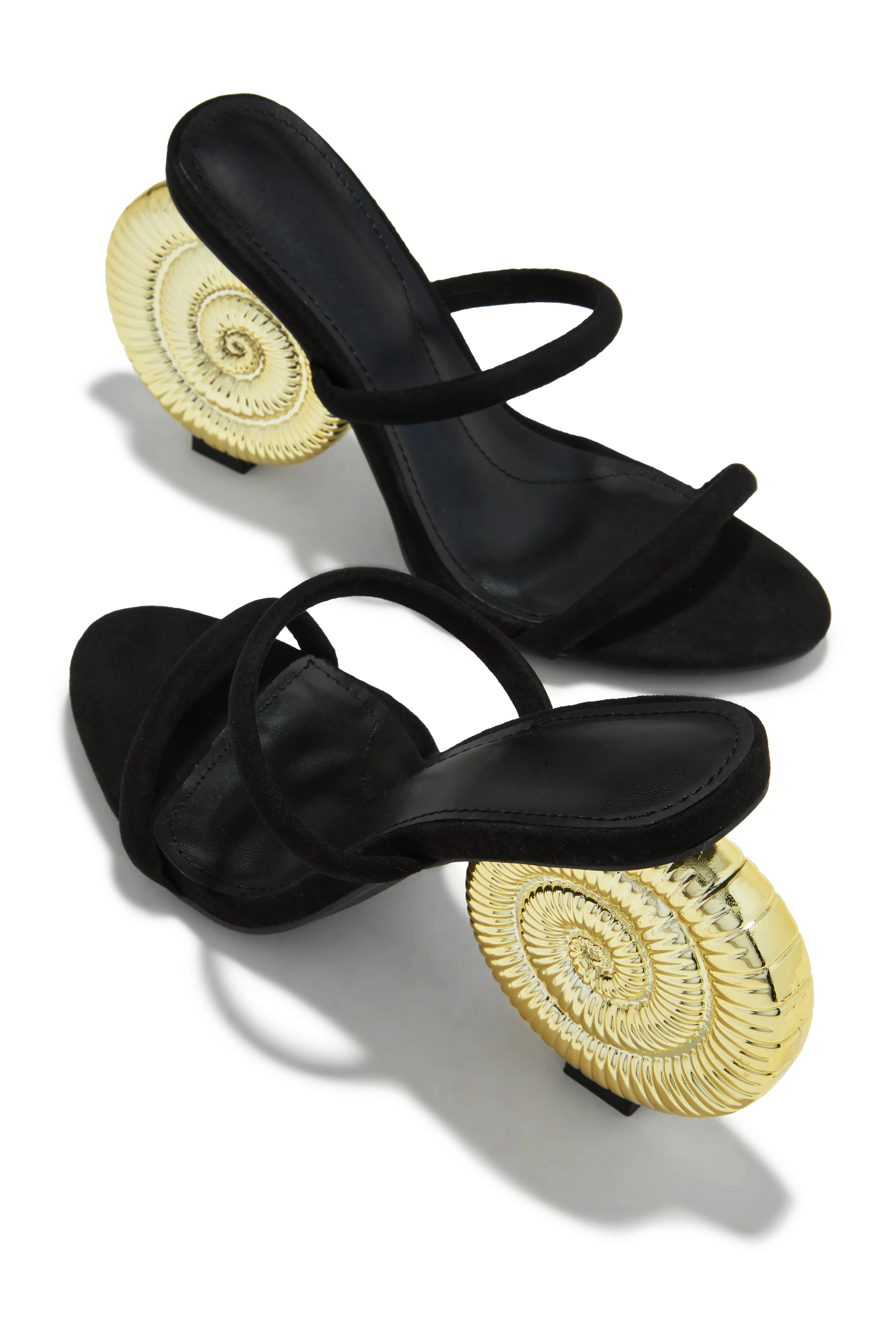 Sunset Waves Sea Shell Mule Heels - Black