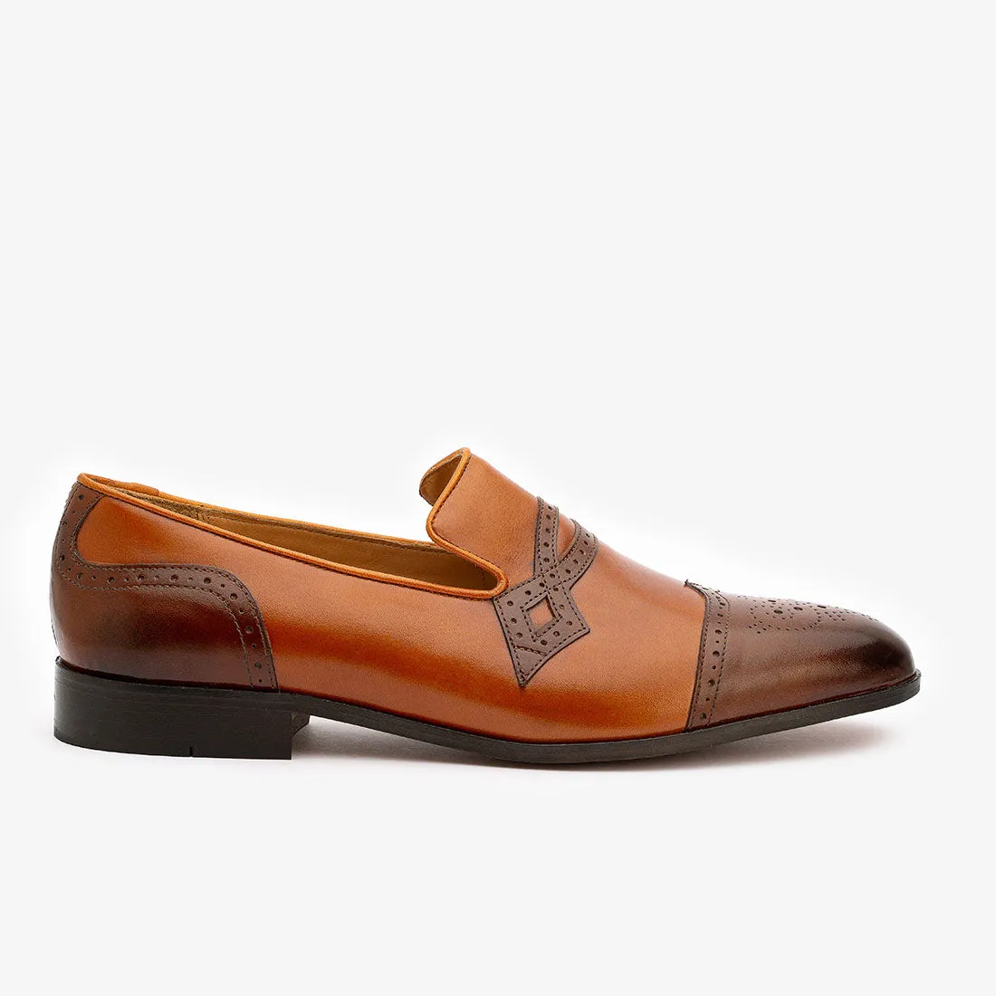 Tan   Brown Dual Tone Decorated Loafers