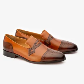 Tan   Brown Dual Tone Decorated Loafers