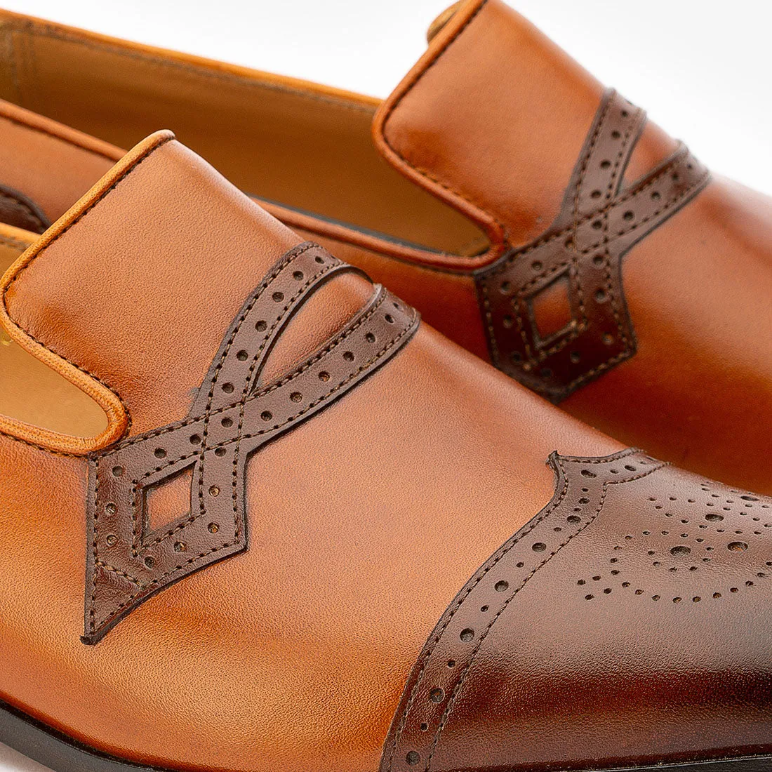 Tan   Brown Dual Tone Decorated Loafers