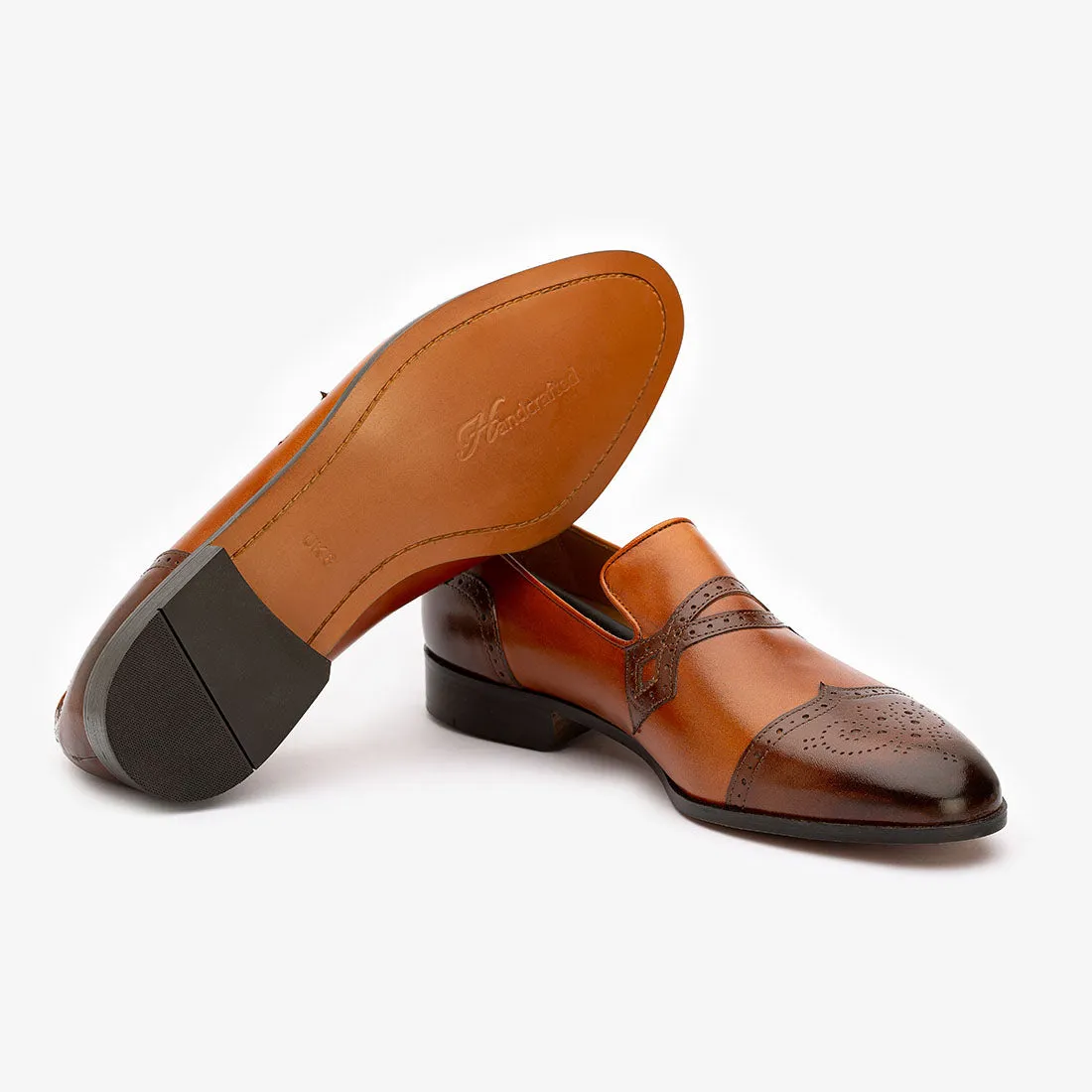 Tan   Brown Dual Tone Decorated Loafers