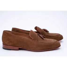 Tan Suede Contrast Tassel Loafers