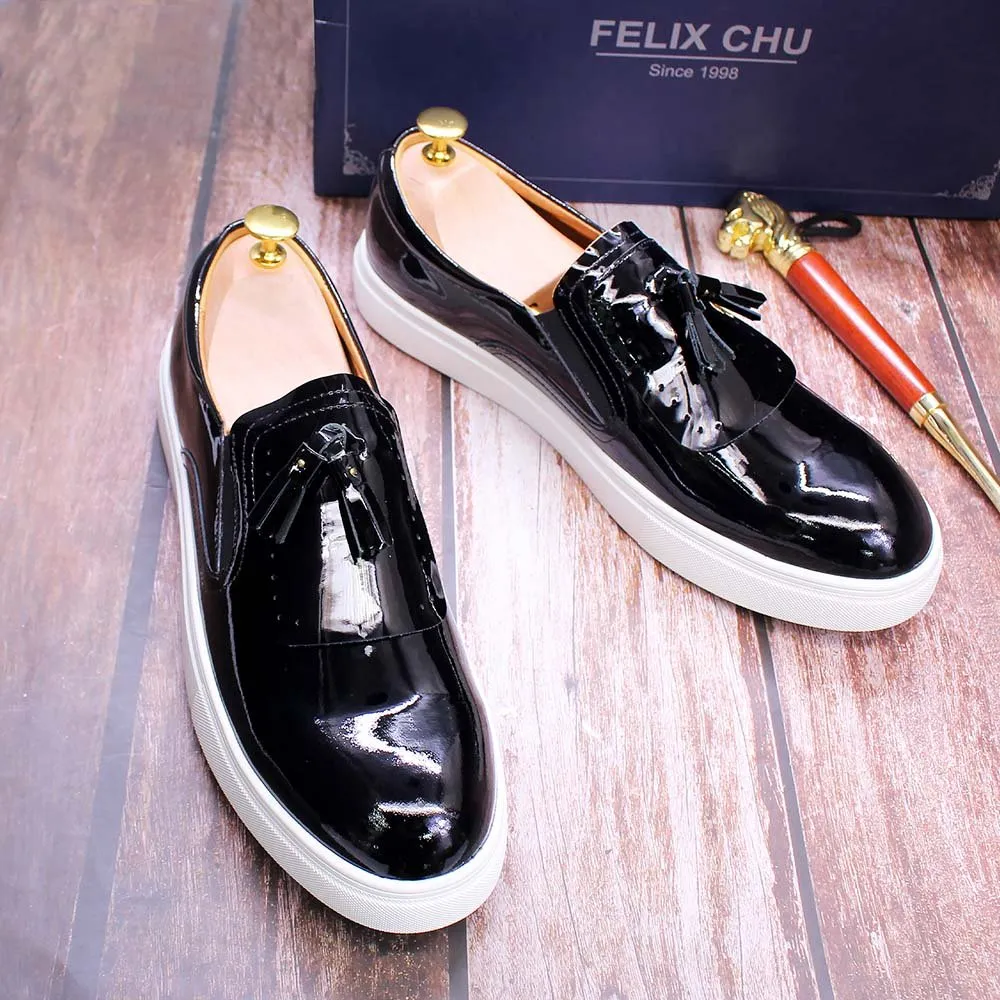 Tasseled Patent Leather Street Loafer for Men