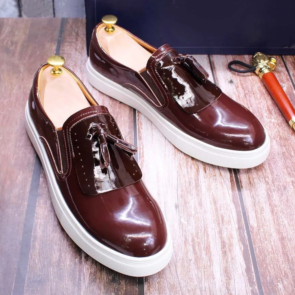 Tasseled Patent Leather Street Loafer for Men