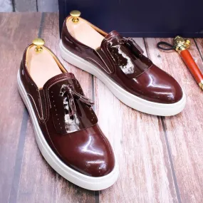 Tasseled Patent Leather Street Loafer for Men