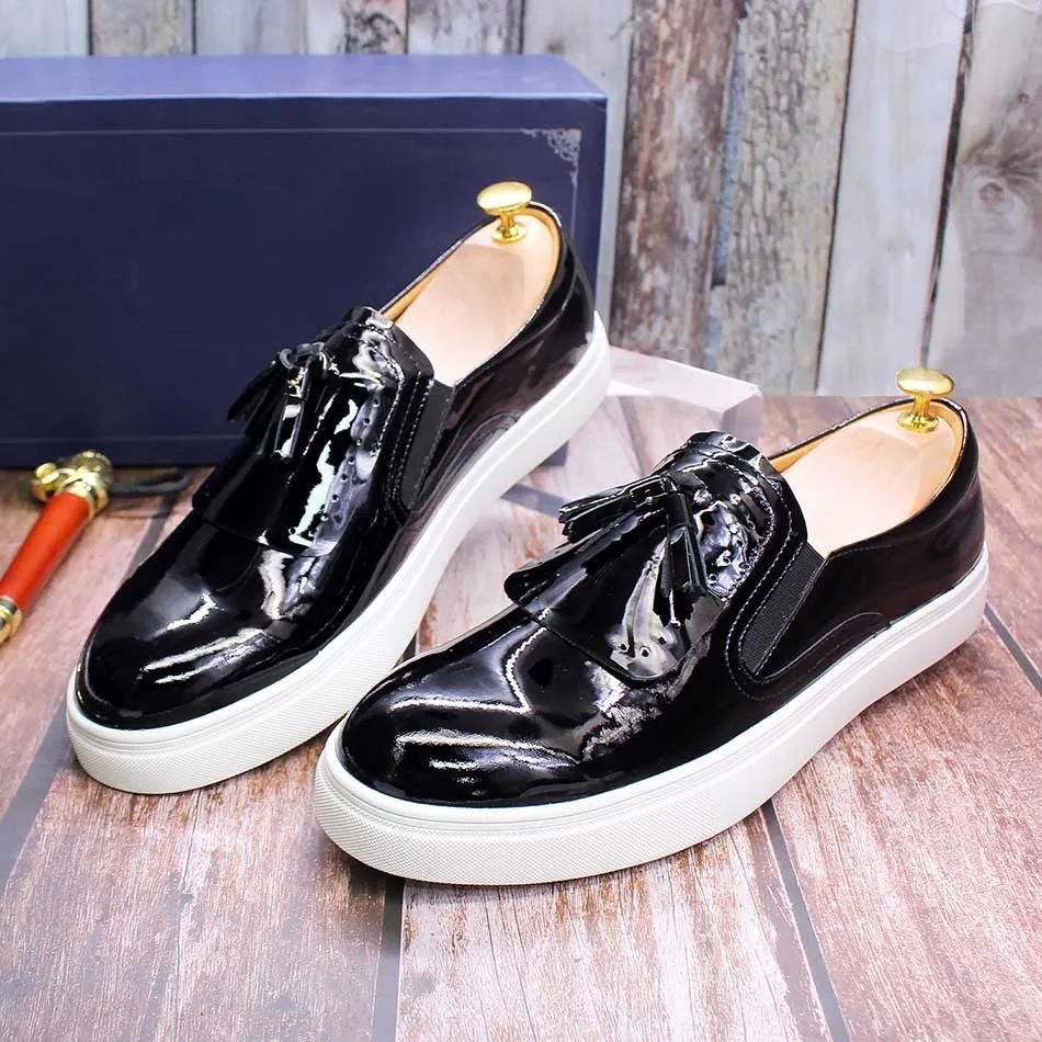 Tasseled Patent Leather Street Loafer for Men